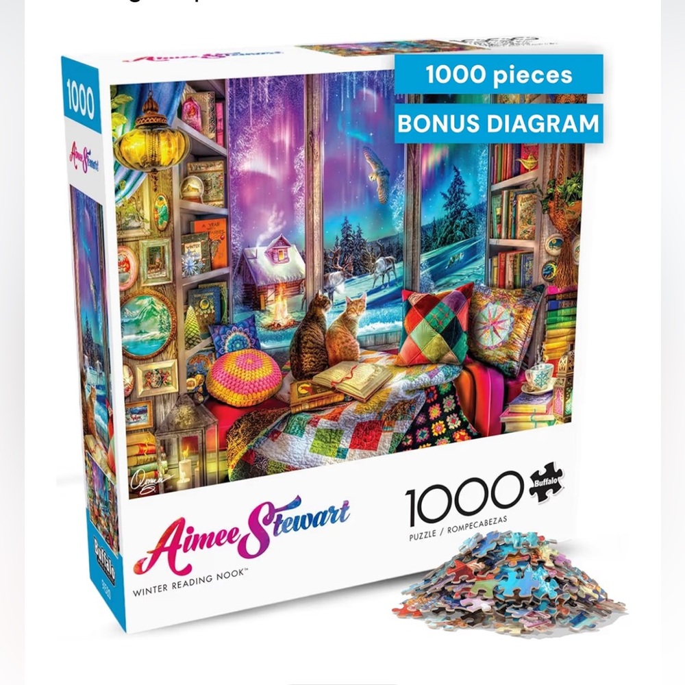 Buffalo Games Aimee Stewart ~Bundle 3 for $20~ 1000 Puzzle Winter Reading Nook